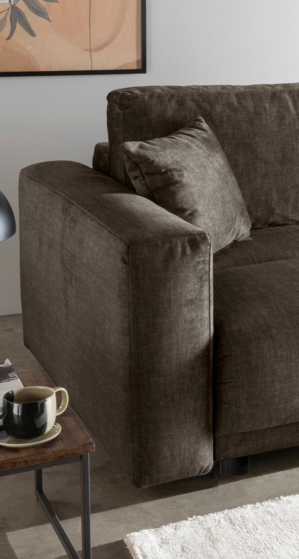 Schlafsofa Longo, Braun B: 245 Cm - Schwarz/Braun, MODERN, Textil (245/86/126cm) - Livetastic