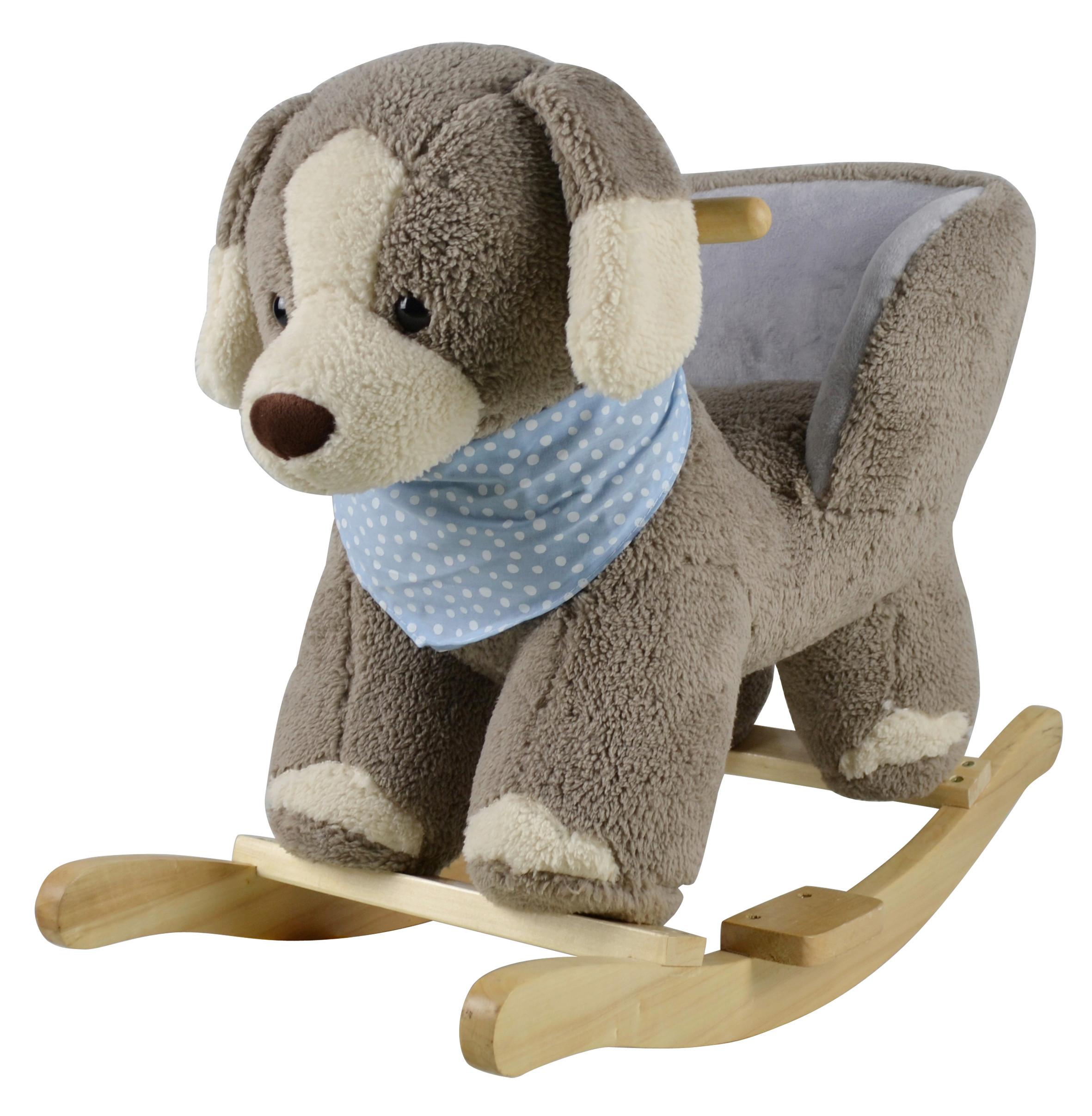Kinder-Schaukelstuhl Theo Echtholz, LxBxH: 68x33x50cm - Grau, Basics, Holz/Textil (68/33/50cm) - BUNINO