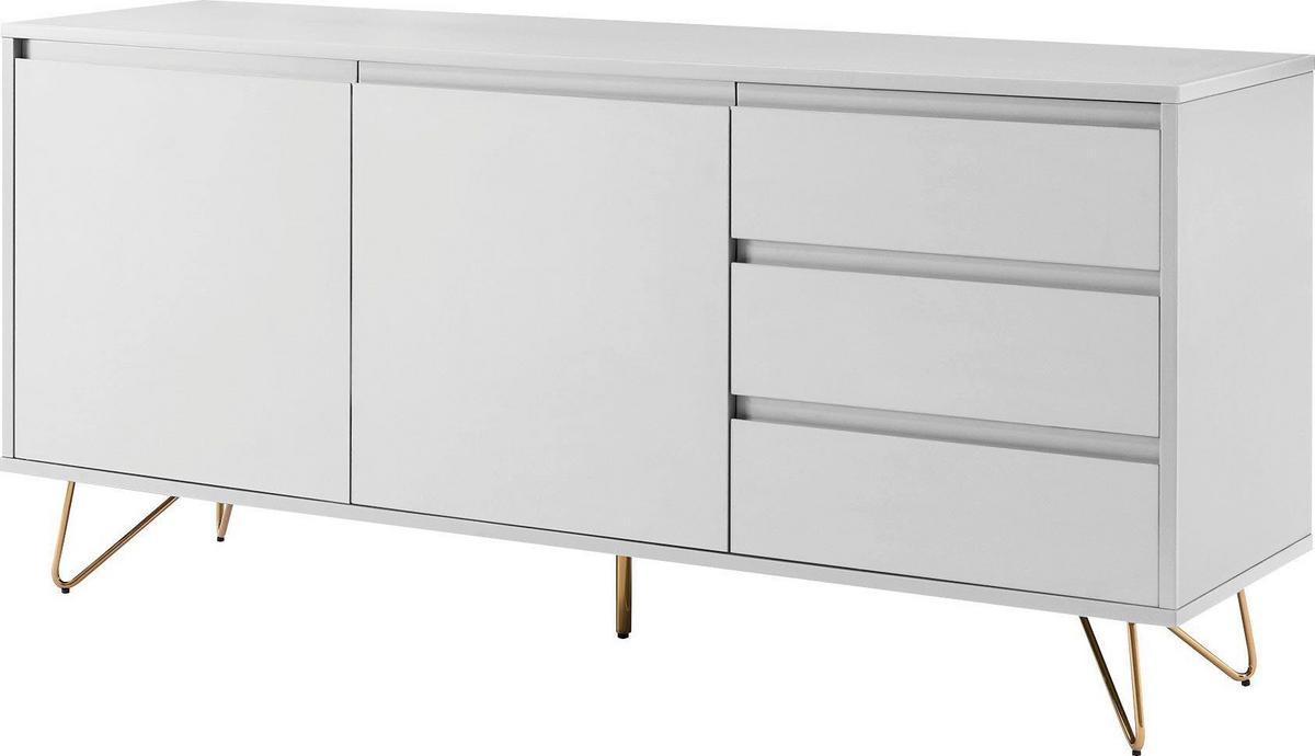 Sideboard Weiß B: 150cm - Messingfarben/Weiß, Design, Holzwerkstoff (150/70/40cm) - Livetastic