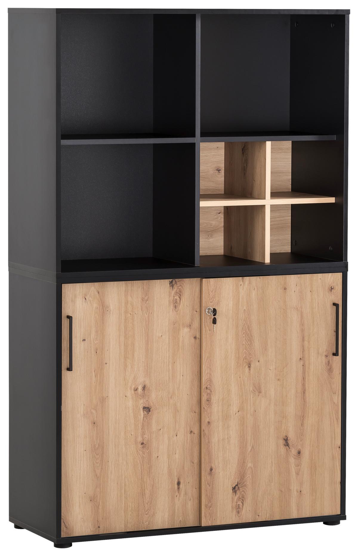 Aktenschrank Aino U 1000 St - Schwarz/Eiche Artisan, MODERN, Holzwerkstoff (100,1/83,6/41cm) - MID.YOU
