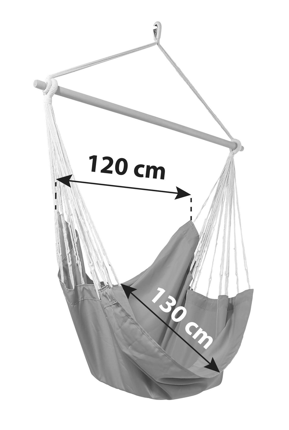 Hängesessel Chillax Grau Für Deckenmontage Bis 100 Kg - Grau, KONVENTIONELL, Textil (120/130cm) - Ondega