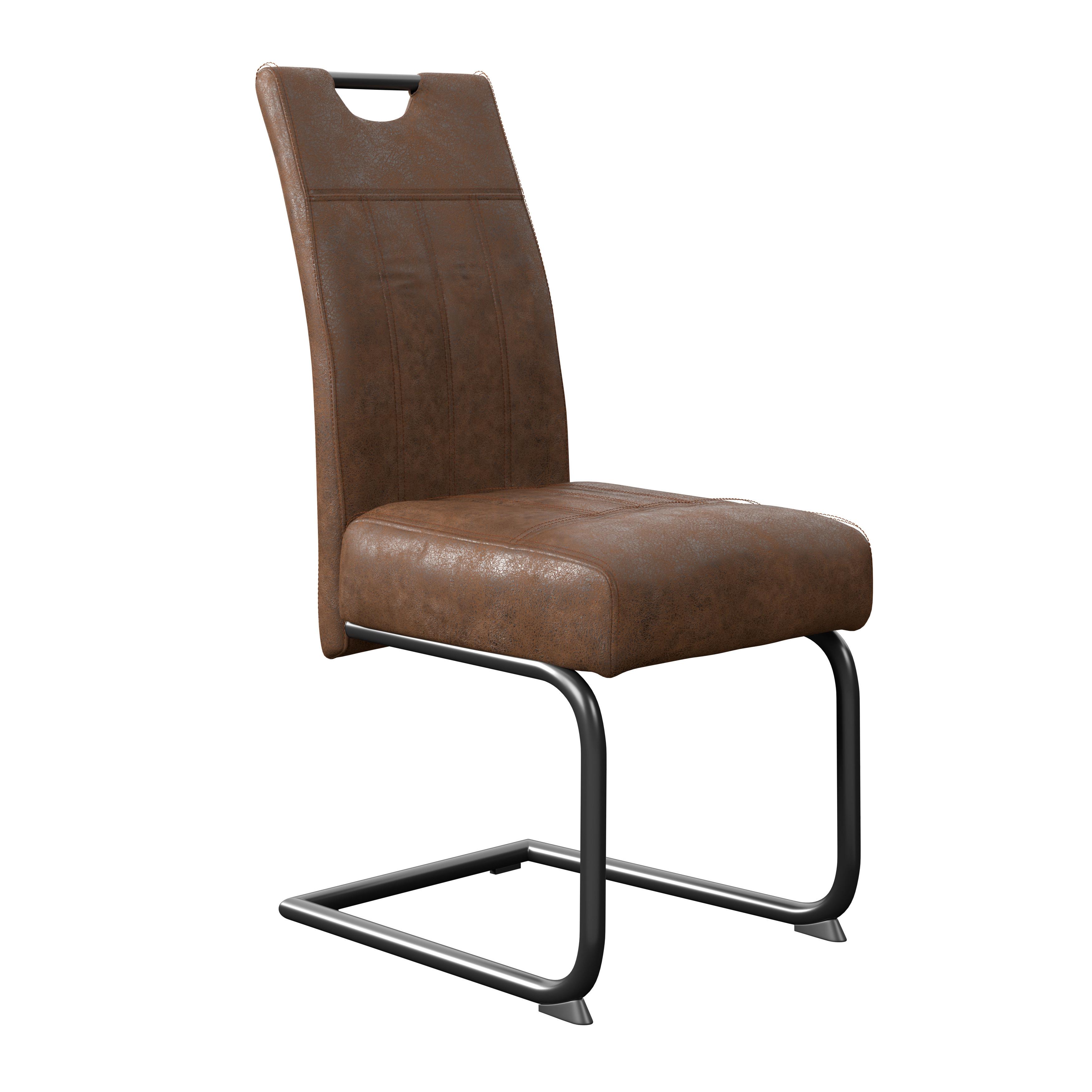 Schwingstuhl Betty Lederlook braun, B: 43 cm - Schwarz/Braun, KONVENTIONELL, Textil/Metall (43/99/60cm)