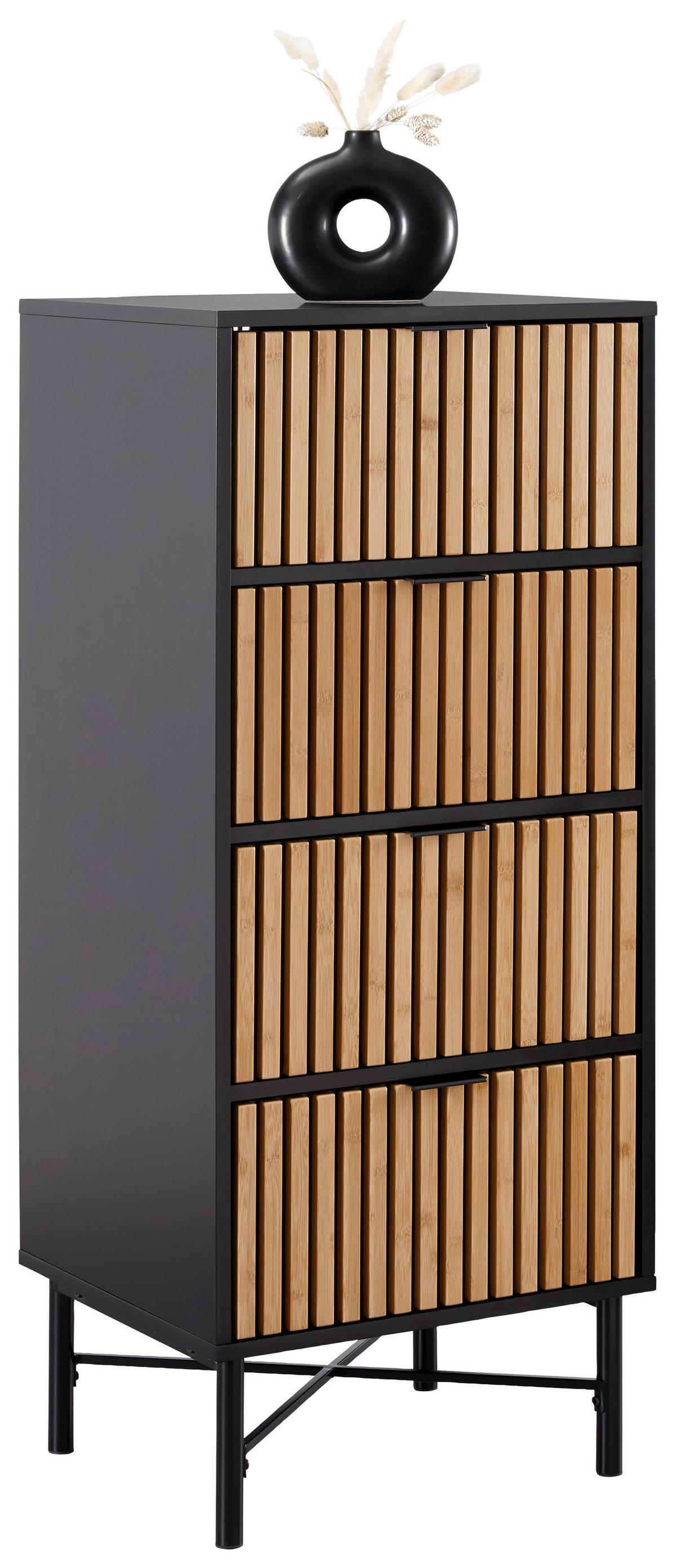 Komoda so zásuvkami MADRID - čierna/prírodná farba, Modern, kov/drevo (48/114/40cm) - Mömax