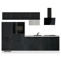 Küchenblock Ip2200 - Eiche dunkel/Schwarz, Design, Holzwerkstoff (300cm) - Impuls