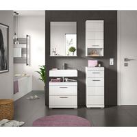 Badezimmer Scout Weiß B: 134 Cm - Weiß Hochglanz/Silberfarben, MODERN, Glas/Holzwerkstoff (134cm) - MID.YOU