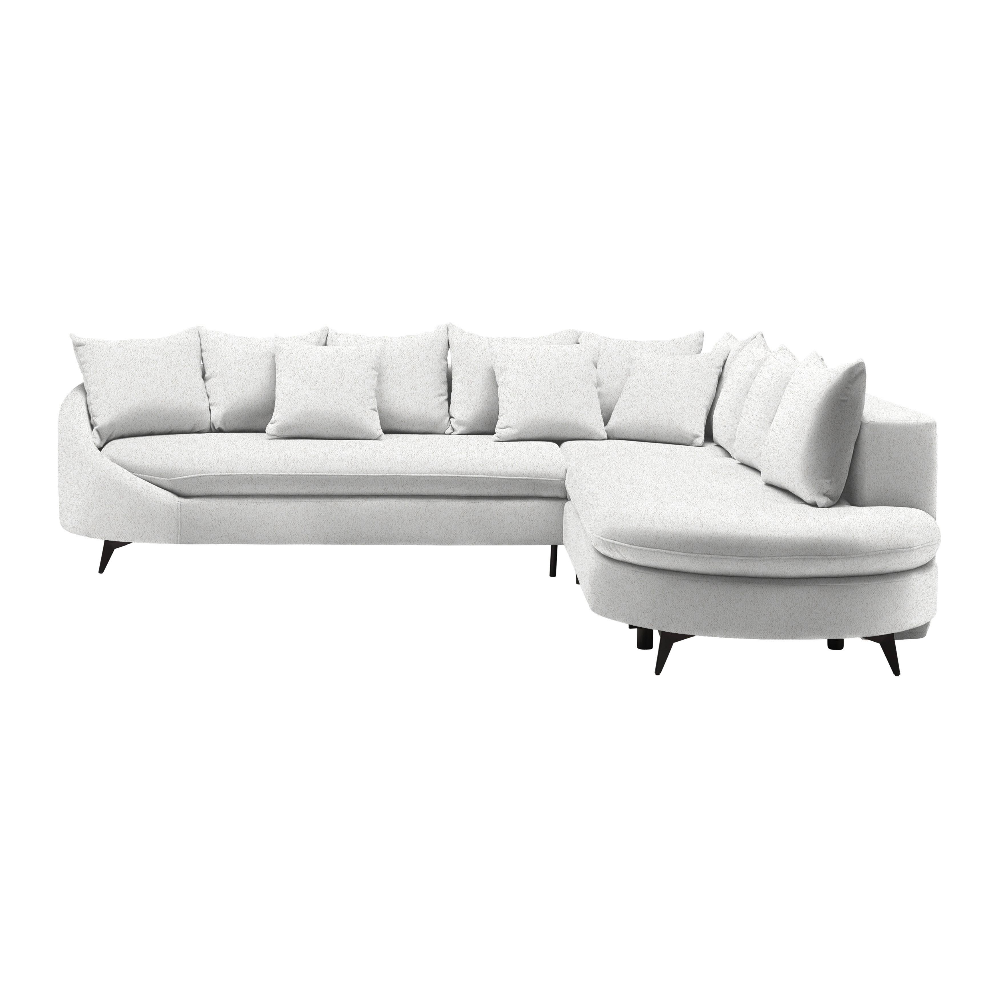 Rohová sedačka AXEL, pravá, krémová tkanina - černá/krémová, Moderní, kov/textil (291/87/250cm) - Mömax