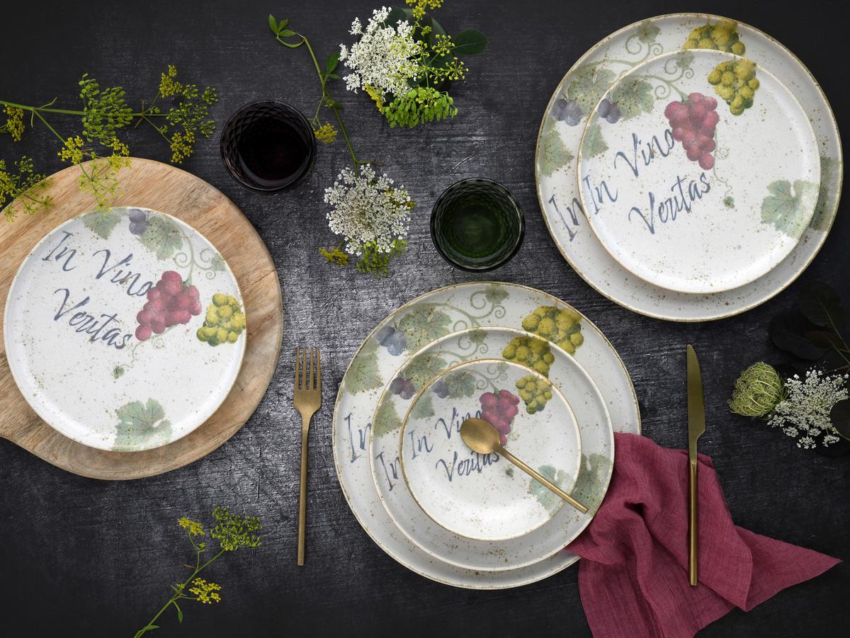 Tafelservice Uno In Vino Veritas, 12--Teilig., Multicolor - Multicolor, Basics, Keramik - Creatable