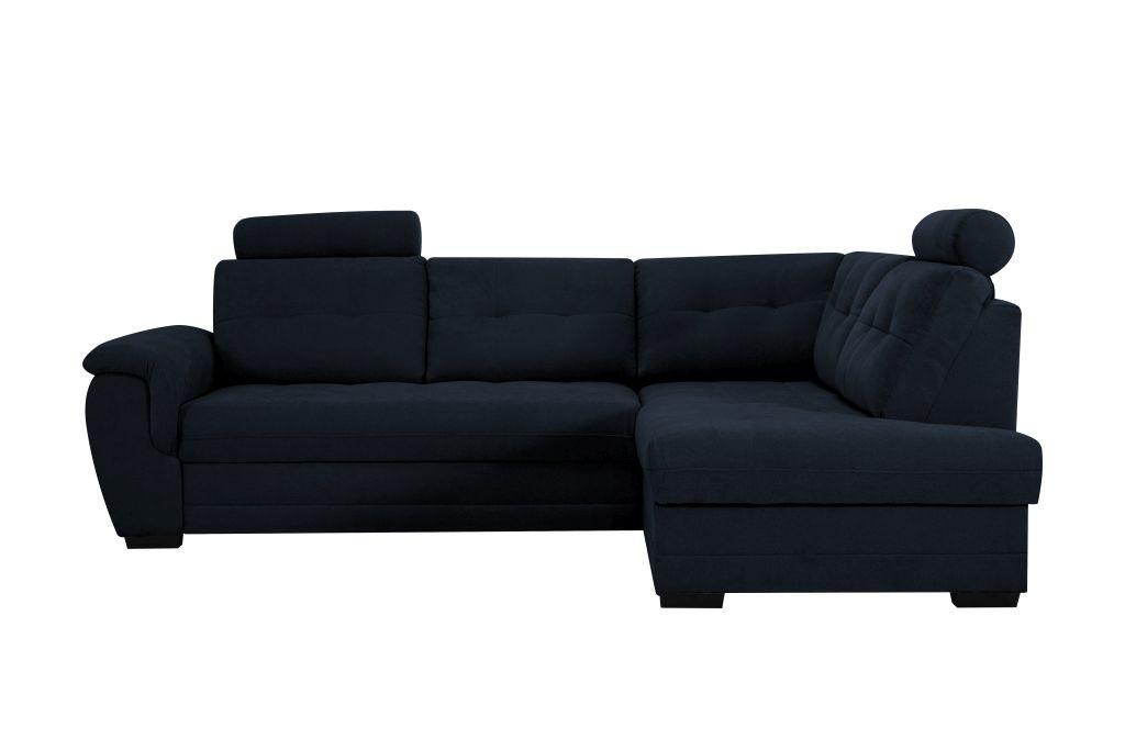 Rohová sedačka FALCO, pravá, tm.modrá žinylka,2x op.hlavy - černá/tmavě modrá, Konvenční, dřevo/kompozitní dřevo (251/183cm) - Ondega