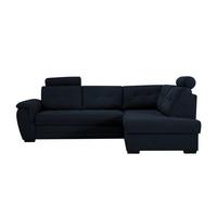 Rohová sedačka FALCO, pravá, tm.modrá žinylka,2x op.hlavy - černá/tmavě modrá, Konvenční, dřevo/kompozitní dřevo (251/183cm) - Ondega