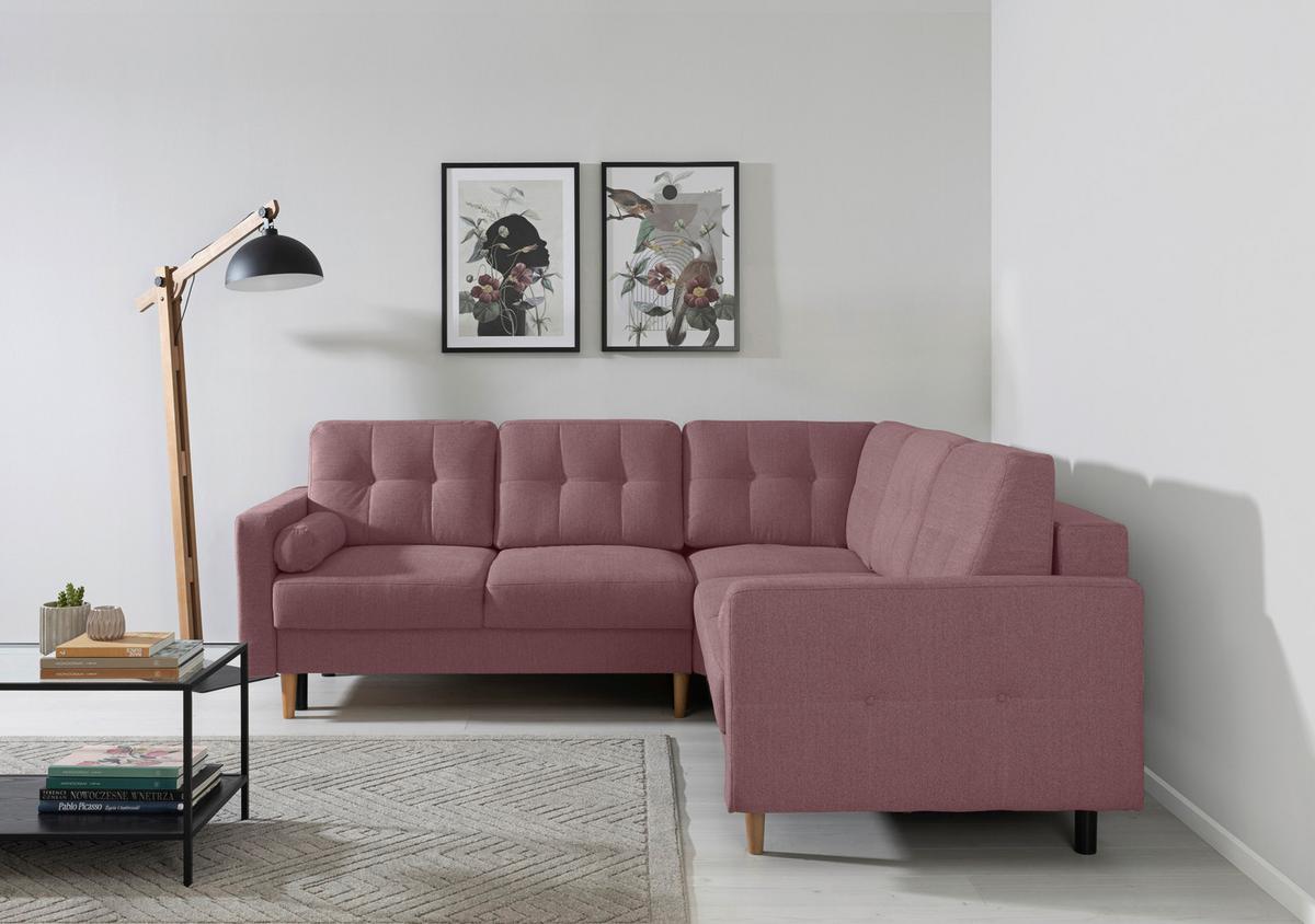 Ecksofa Noret, Beere S: 242x242 Cm - Beere/Buchefarben, Design, Textil (242/242cm) - MID.YOU