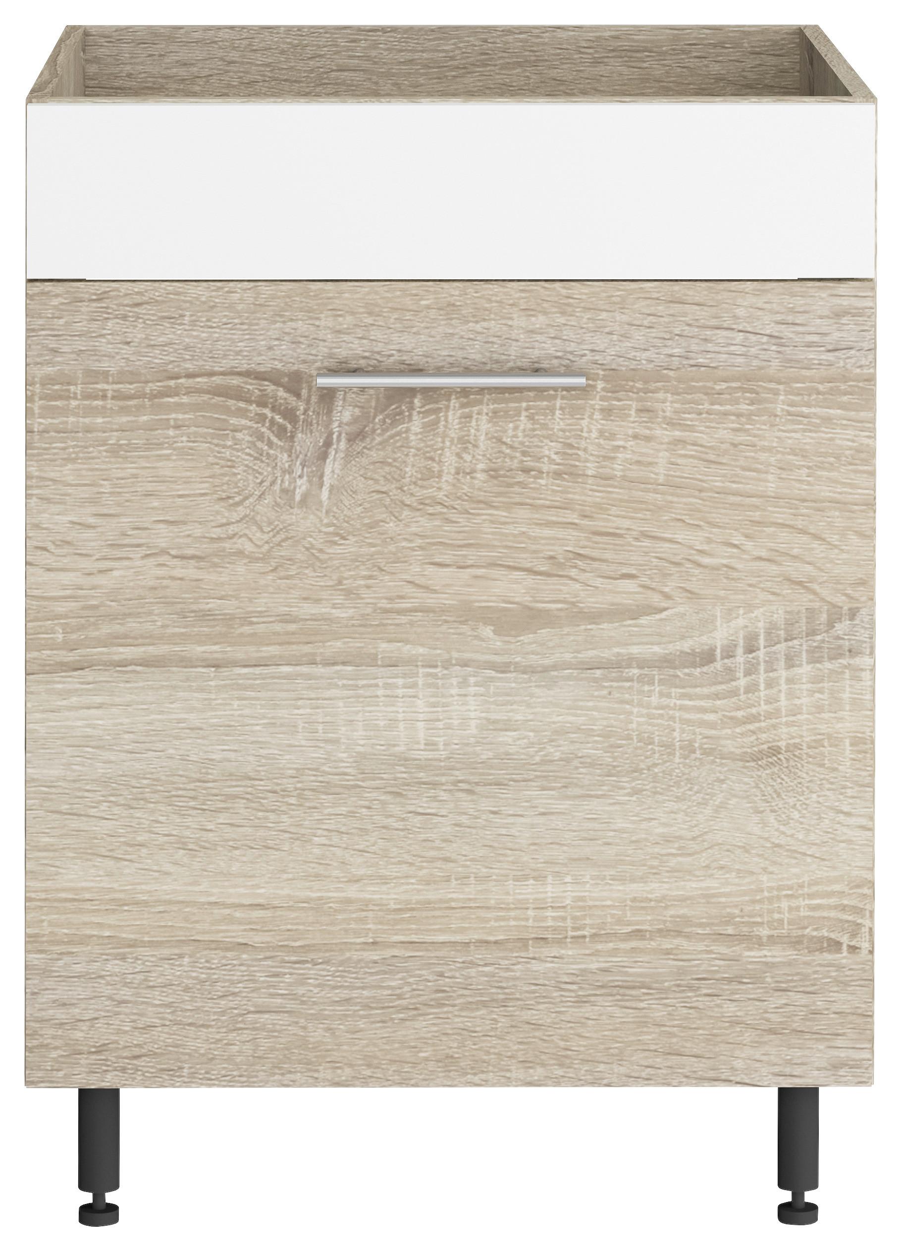 Mosogató Alsószekrény Corina - Sonoma tölgy/fehér, Modern, műanyag/faalapú anyag (60/82,4/58cm)