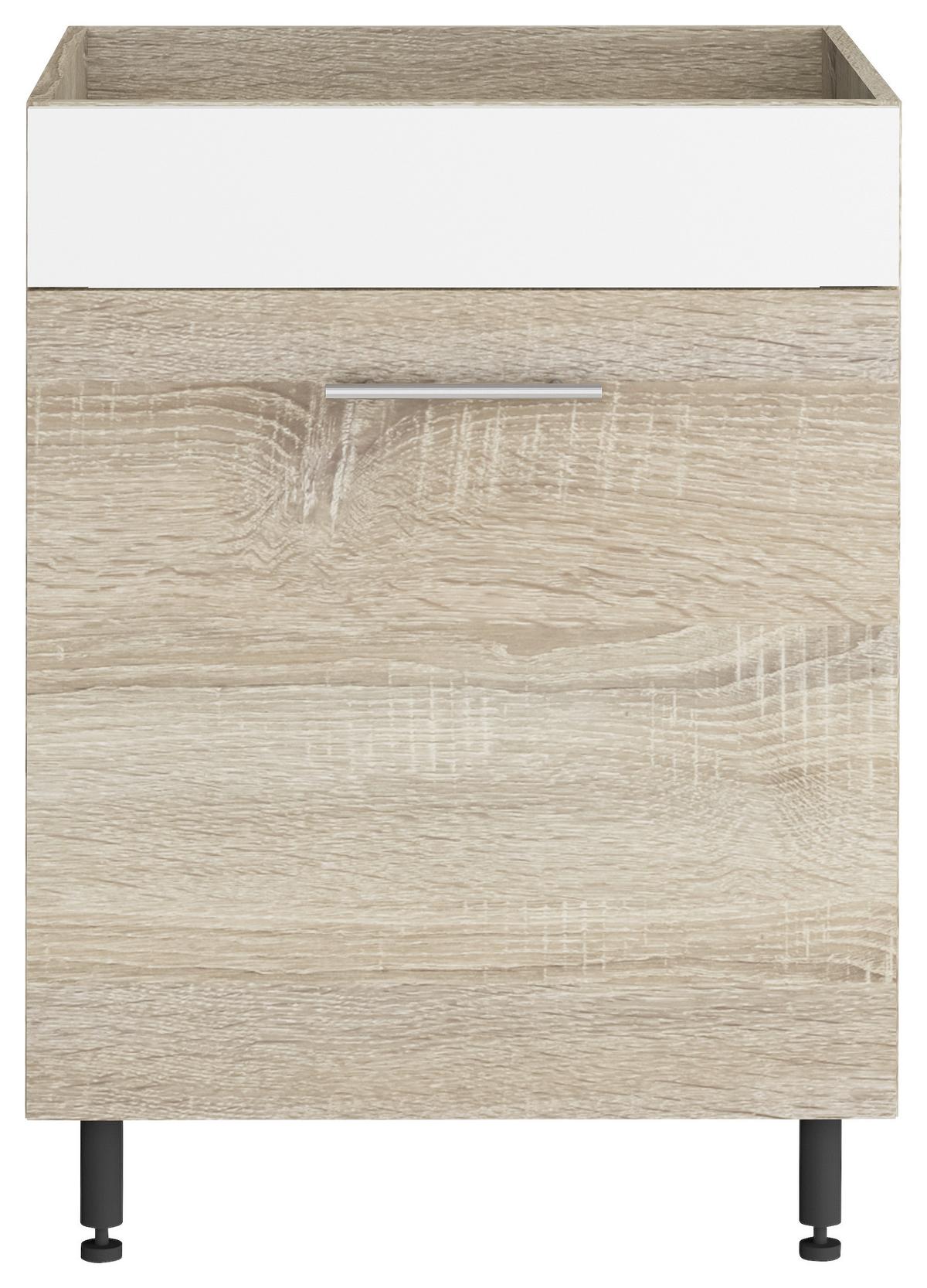 Mosogató Alsószekrény Corina - Sonoma tölgy/fehér, Modern, műanyag/faalapú anyag (60/82,4/58cm)