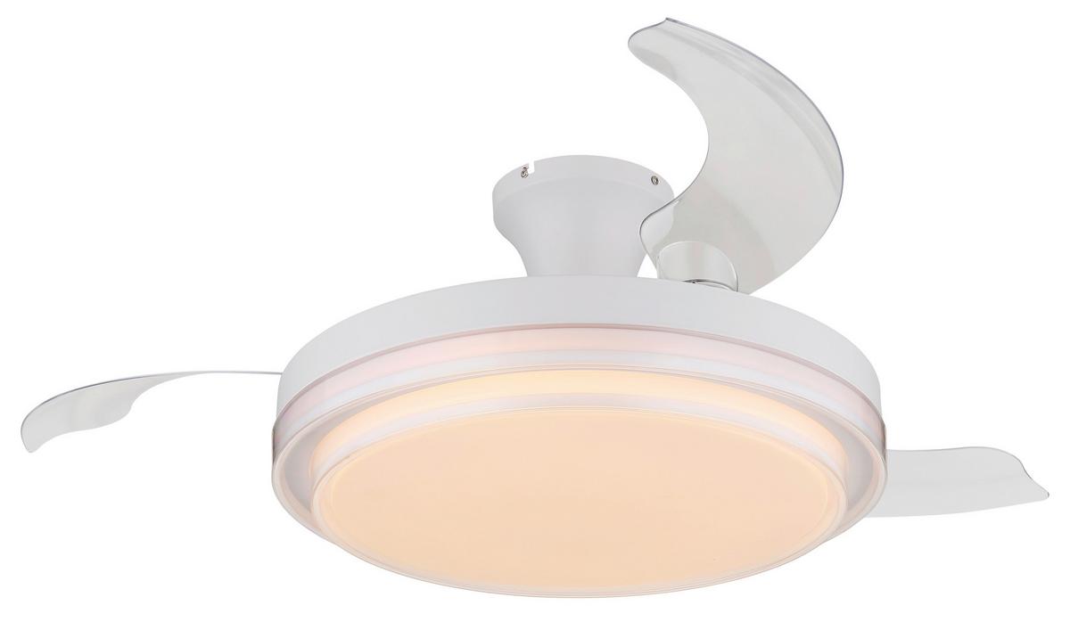 Deckenventilator 03656 - Klar/Weiß, KONVENTIONELL, Kunststoff/Metall (106,6/27,5cm) - Globo