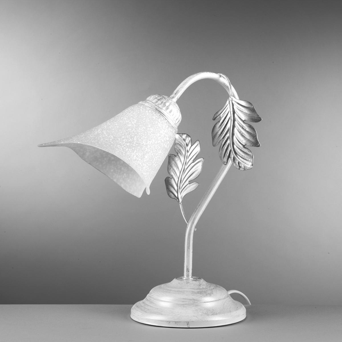 Tischleuchte 4836/L - Silberfarben/Weiß, KONVENTIONELL, Glas/Metall (29/35cm)