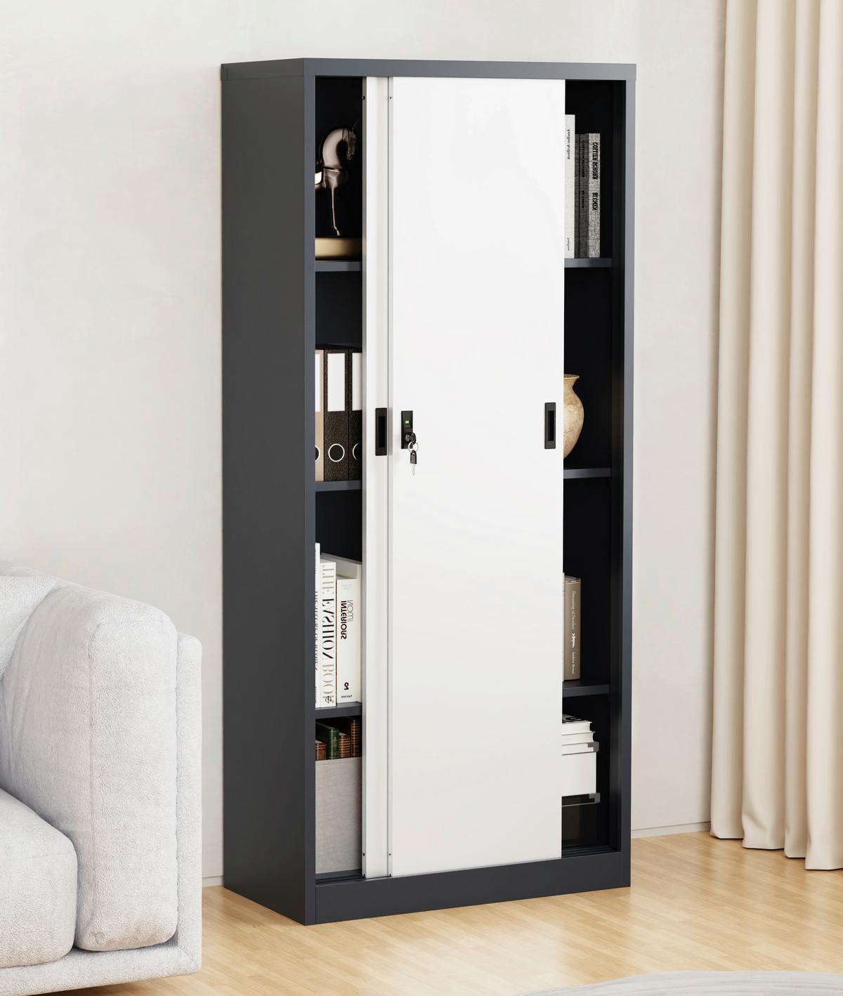 Aktenschrank Malivo Weiß/Anthrazit B: 80cm - Anthrazit/Weiß, KONVENTIONELL, Metall (80/180/40cm) - MID.YOU