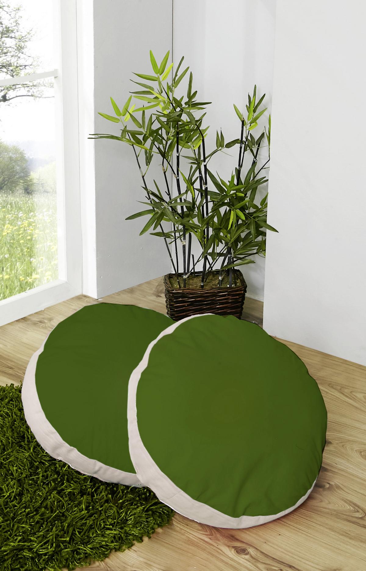 Zierkissen 40x40 cm Baumwolle Grün/Beige - Grün, KONVENTIONELL, Textil (40/40cm) - MID.YOU