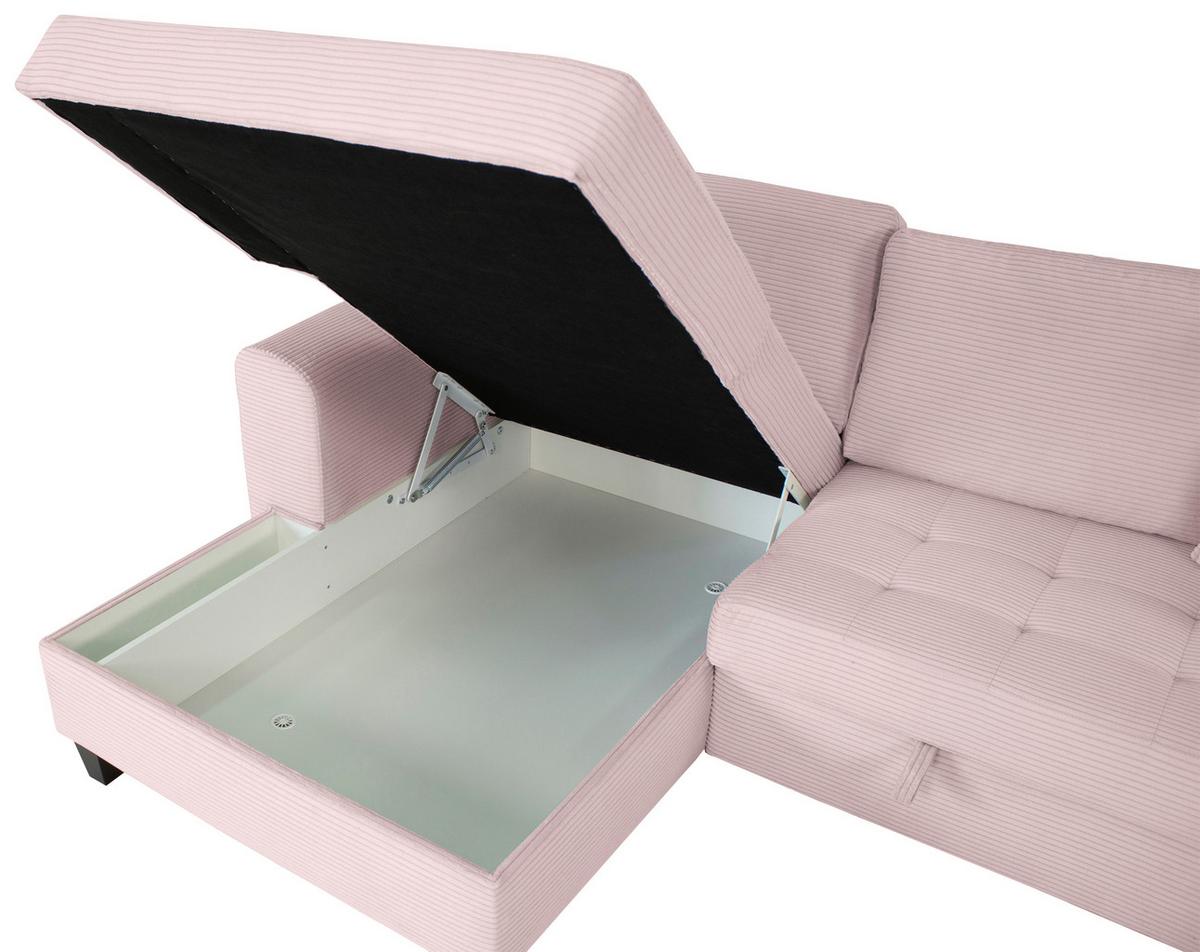 Ecksofa Moritz Rosa S: ca. 155x265 cm - Rosa, Trend, Textil (155/265cm)