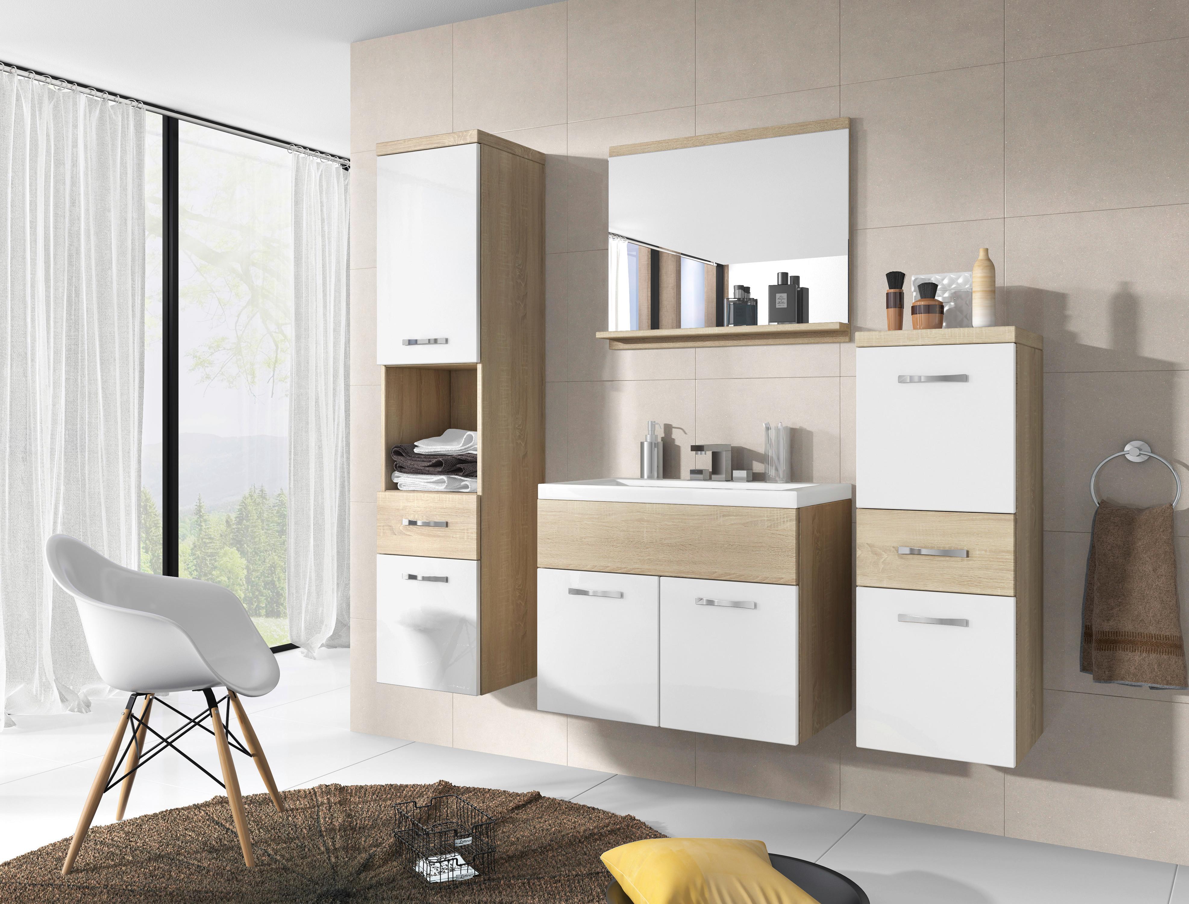 Badezimmer Alba in Weiß Hochglanz