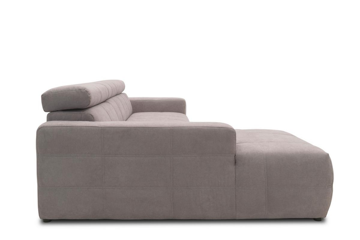 Ecksofa Mit Sitztiefen- Verstellung Brandon Silbern - Silberfarben/Schwarz, Design, Textil (175/285cm) - MID.YOU