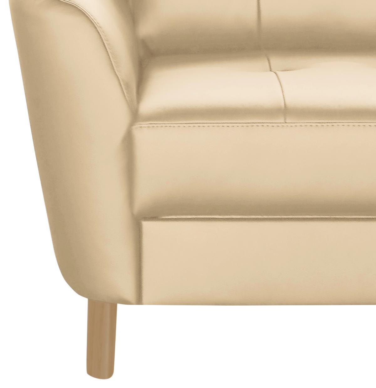 Ecksofa Nordic Beige S: 236x190 cm - Beige/Buchefarben, Design, Leder/Textil (236/190cm) - Livetastic