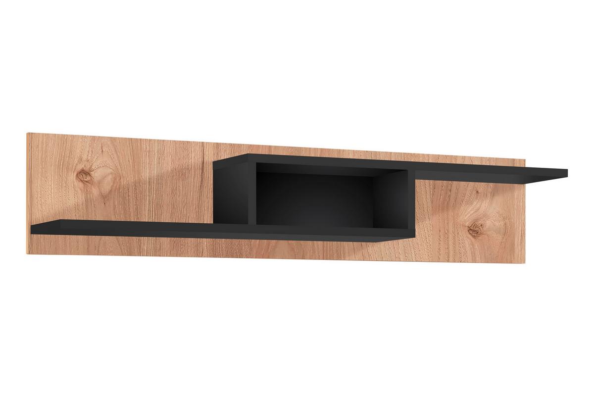 Obývací stěna černá/orechovec - ořechovec/černá, Moderní, kompozitní dřevo/plast (330/195/50cm) - Premium Living