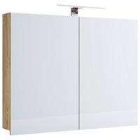 Spiegelschrank Badinos Honigeiche B: 80 Cm - Honigeiche, MODERN, Glas/Holzwerkstoff (80/59,2/12cm) - MID.YOU