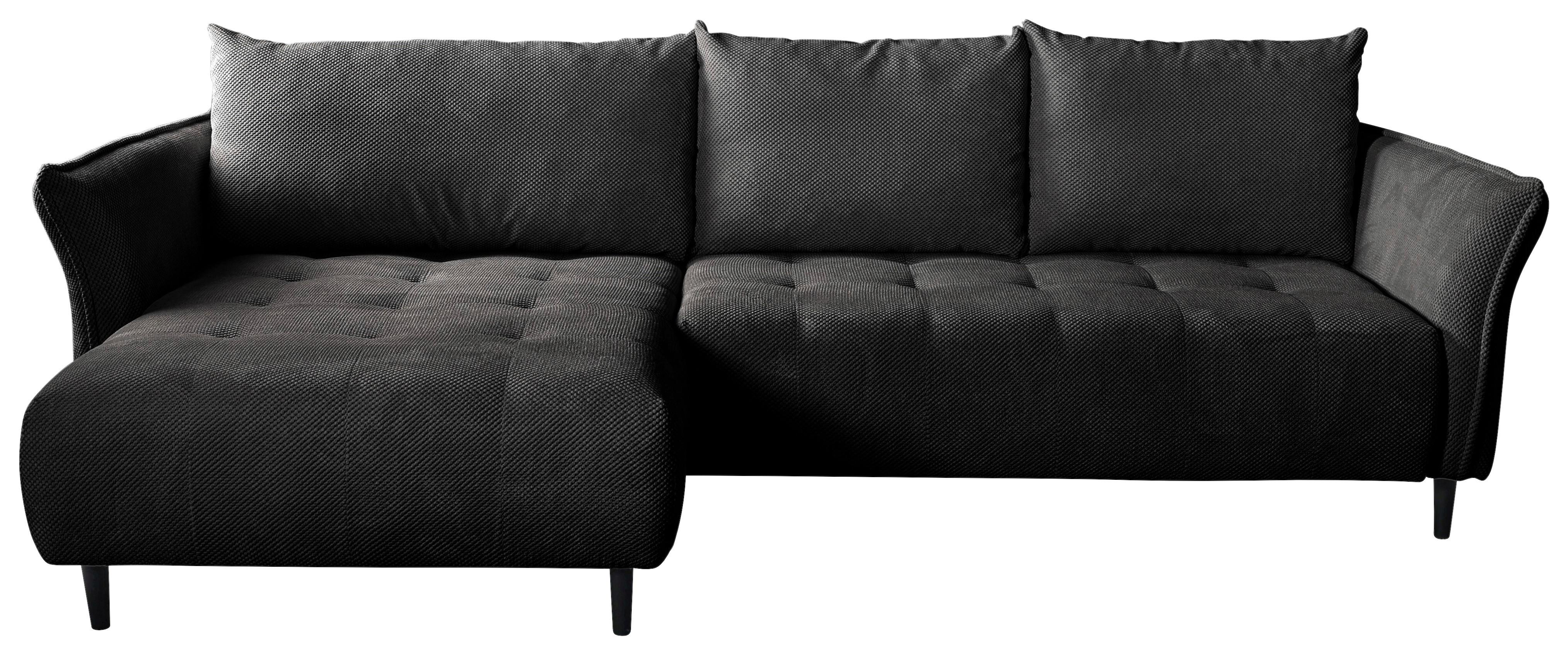 Ecksofa mit Schlaffunktion & Bettkasten Monte Carlo Schwarz - Schwarz, Trend, Textil (160/290cm)