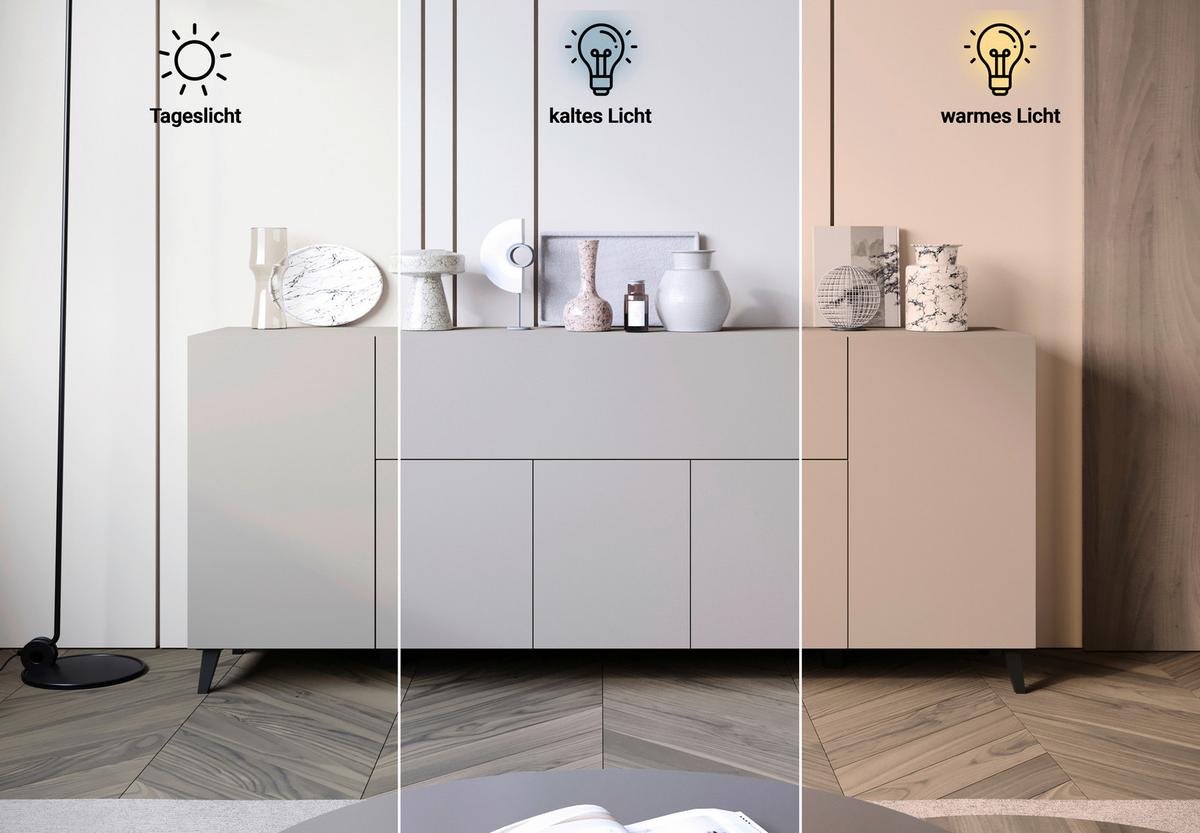 Sideboard Phuket 180 Beige, Kaschmir B: 180 cm - Kaschmir/Beige, Design, Holzwerkstoff (180/76/37,5cm) - P & B