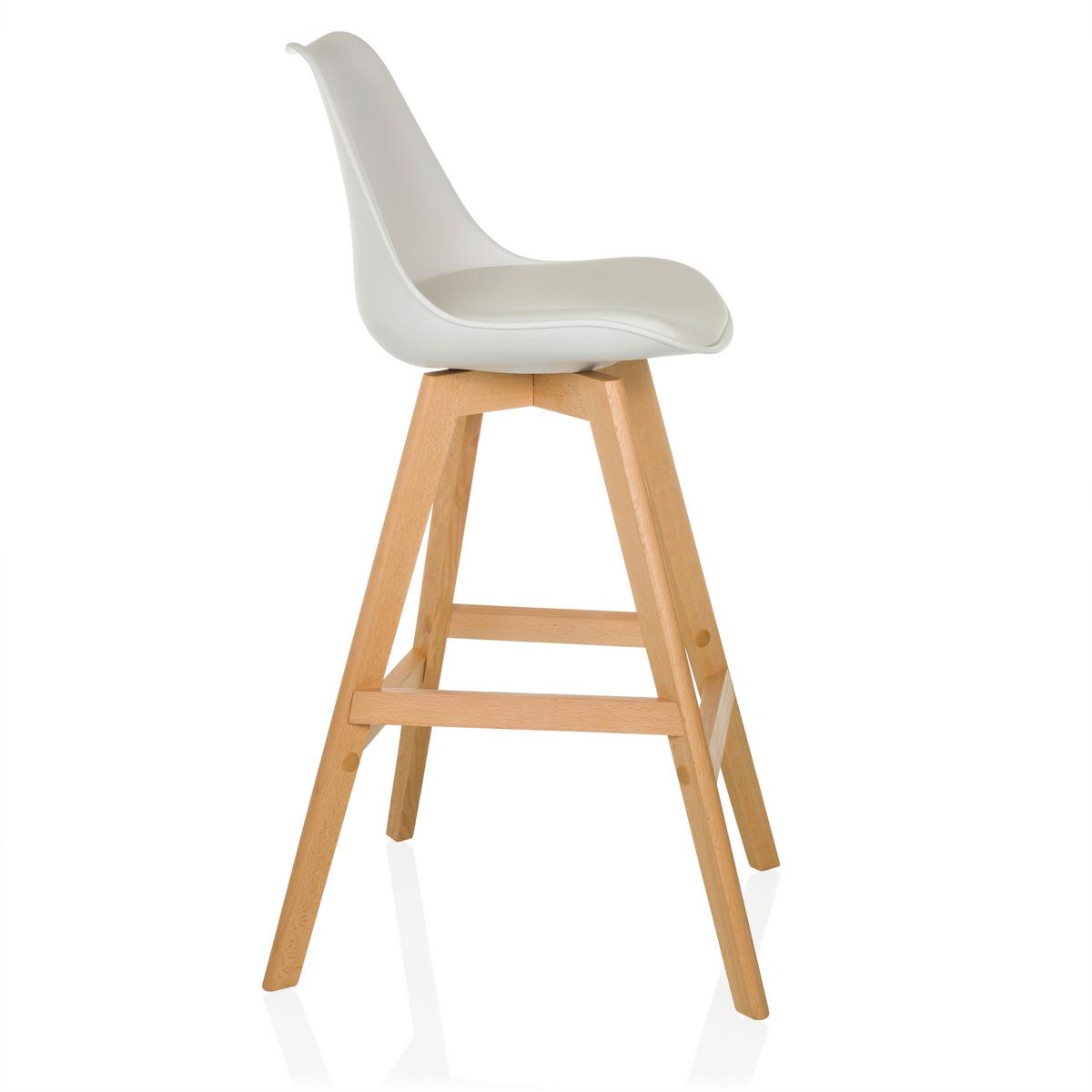 Barhocker-Set Scandi High Weiß B: 51 cm - Buchefarben/Weiß, MODERN, Holz/Kunststoff (51/99/51cm) - MID.YOU