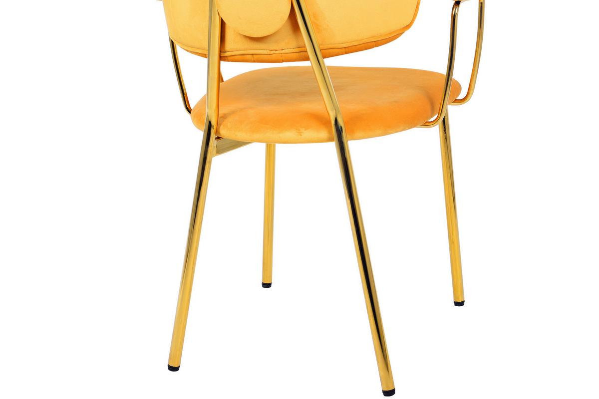 SADA STOLIČIEK S PODRÚČKAMI KIAN - oranžová/zlatá, Modern, kov/textil (63/80/51cm) - MID.YOU