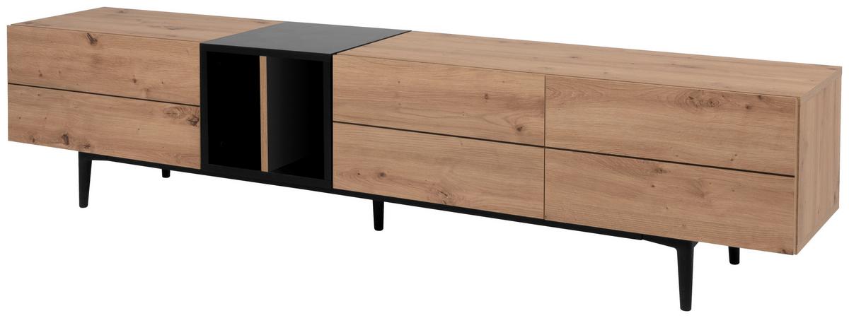 TV-Element Nola B: 195 cm Eiche Dekor/Schwarz - Eichefarben/Schwarz, KONVENTIONELL, Holzwerkstoff (195/48/37cm) - MID.YOU