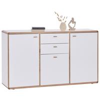 Kommode B: 158 cm Ronda Weiß/Eiche Dekor - Eichefarben/Weiß, MODERN, Holzwerkstoff (158/90/40cm)