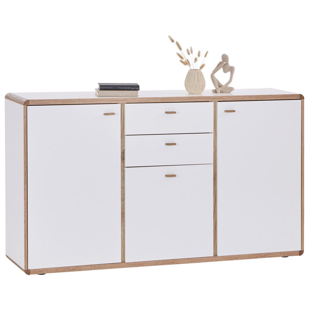 Kommode B: 158 cm Ronda Weiß/Eiche Dekor