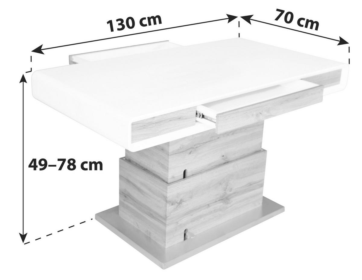 Dohányzóasztal Kopenhagen - tölgyfa színű/nemesacélszínű, Modern, faalapú anyag/fém (130/49-78/70cm)
