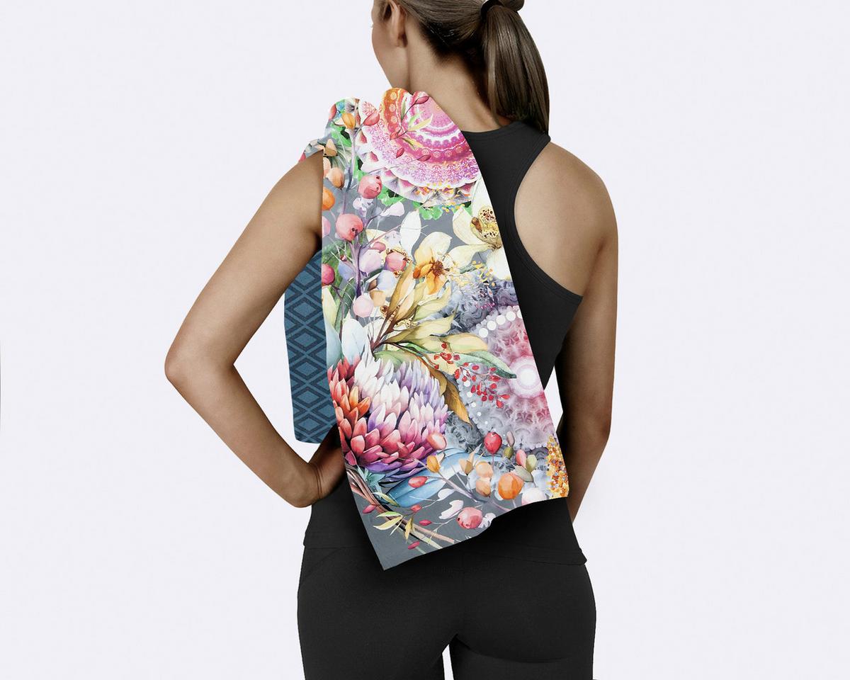 SPORTHANDTUCH OLINGA - Multicolor/Grau, Design, Textil (50/100cm)