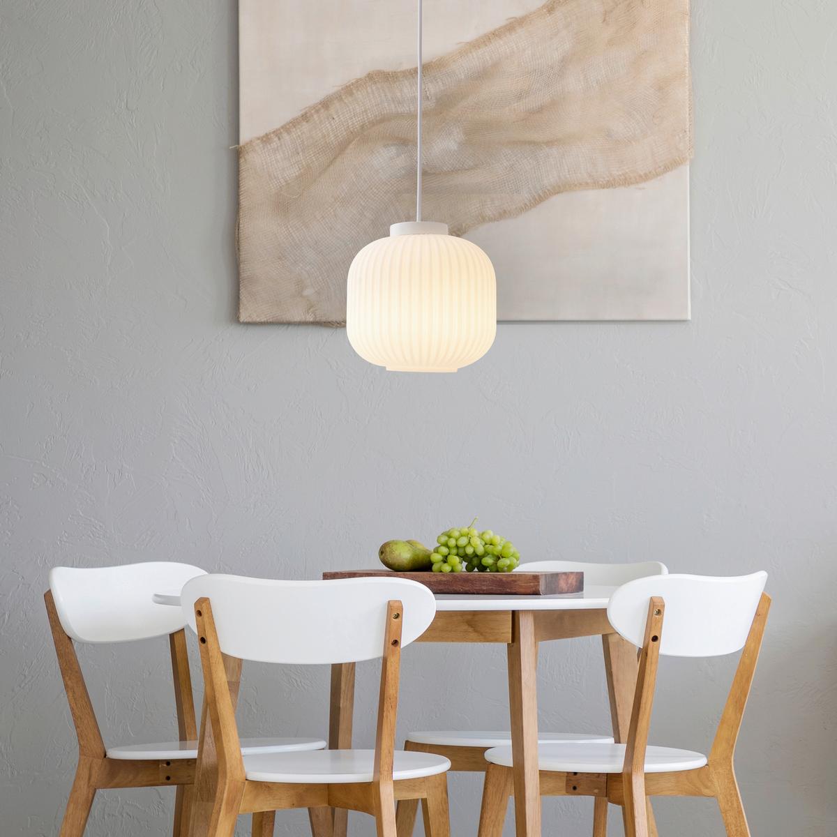 Hängeleuchte Geneva H: 128 cm 1-Flammig, Weiß - Weiß, Design, Glas/Kunststoff (21/128cm) - Näve