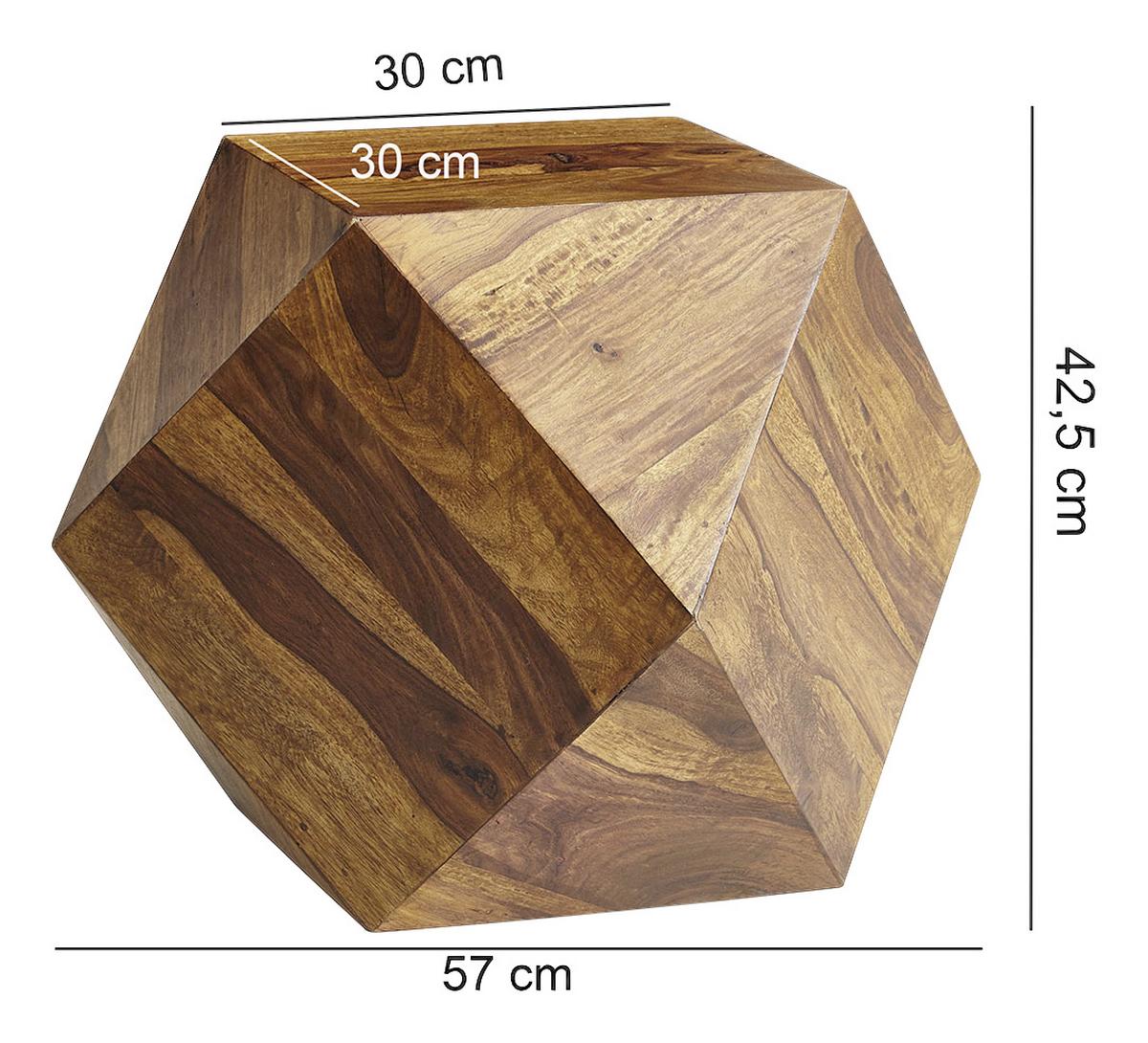 Couchtisch Holz Massiv Zwölfeckig, Sheesham - Sheeshamfarben, MODERN, Holz (57/42,50/57cm) - MID.YOU