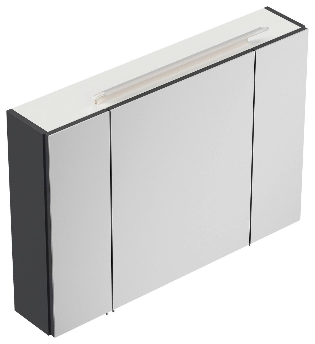 Spiegelschrank Graphitfarben B: 90 cm - Graphitfarben, MODERN, Glas/Holzwerkstoff (90/62/17cm) - MID.YOU