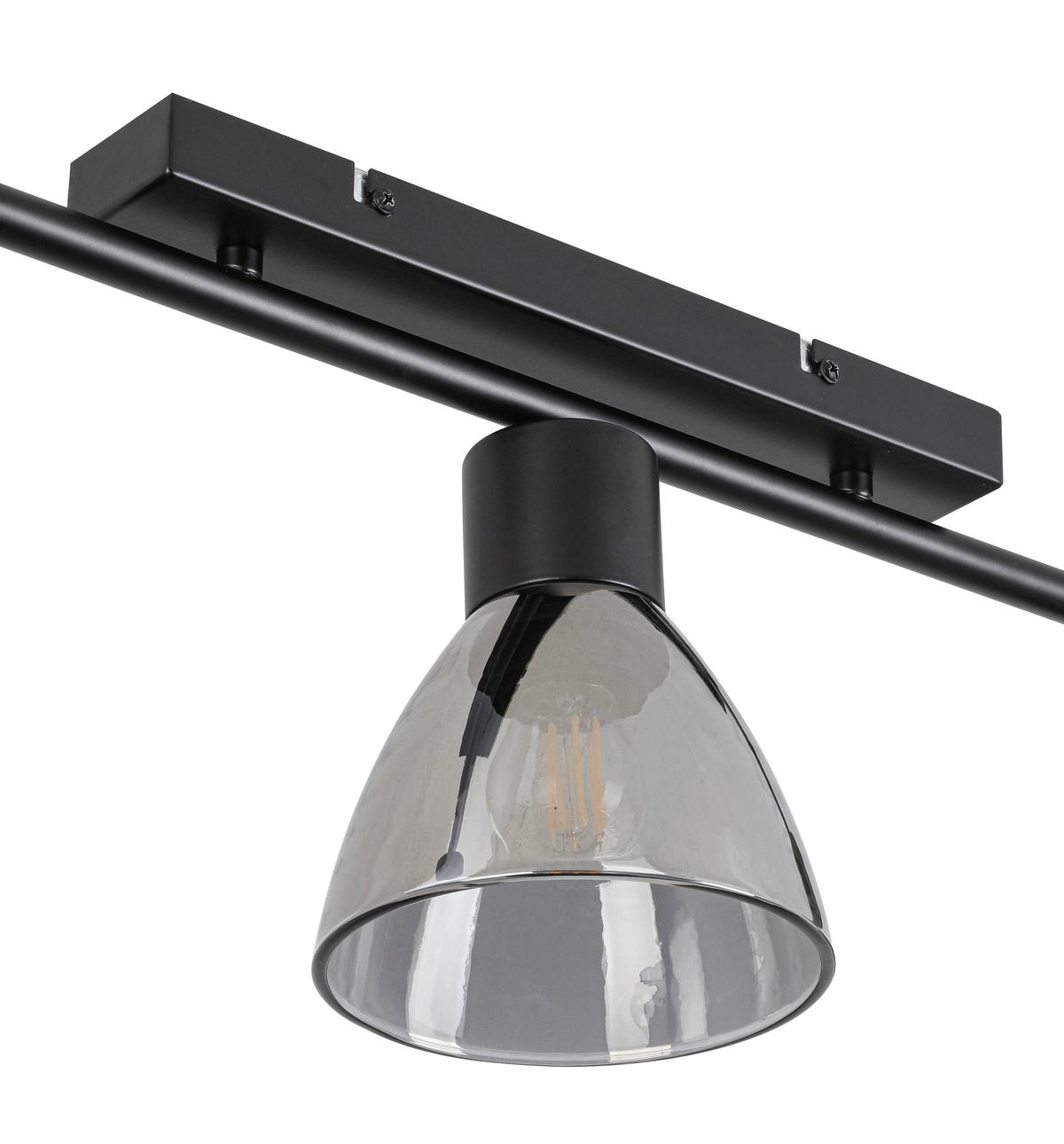 STROPNÍ SVÍTIDLO KOMOL - černá/průhledné, Moderní, kov/sklo (66/13/22cm) - Modern Living