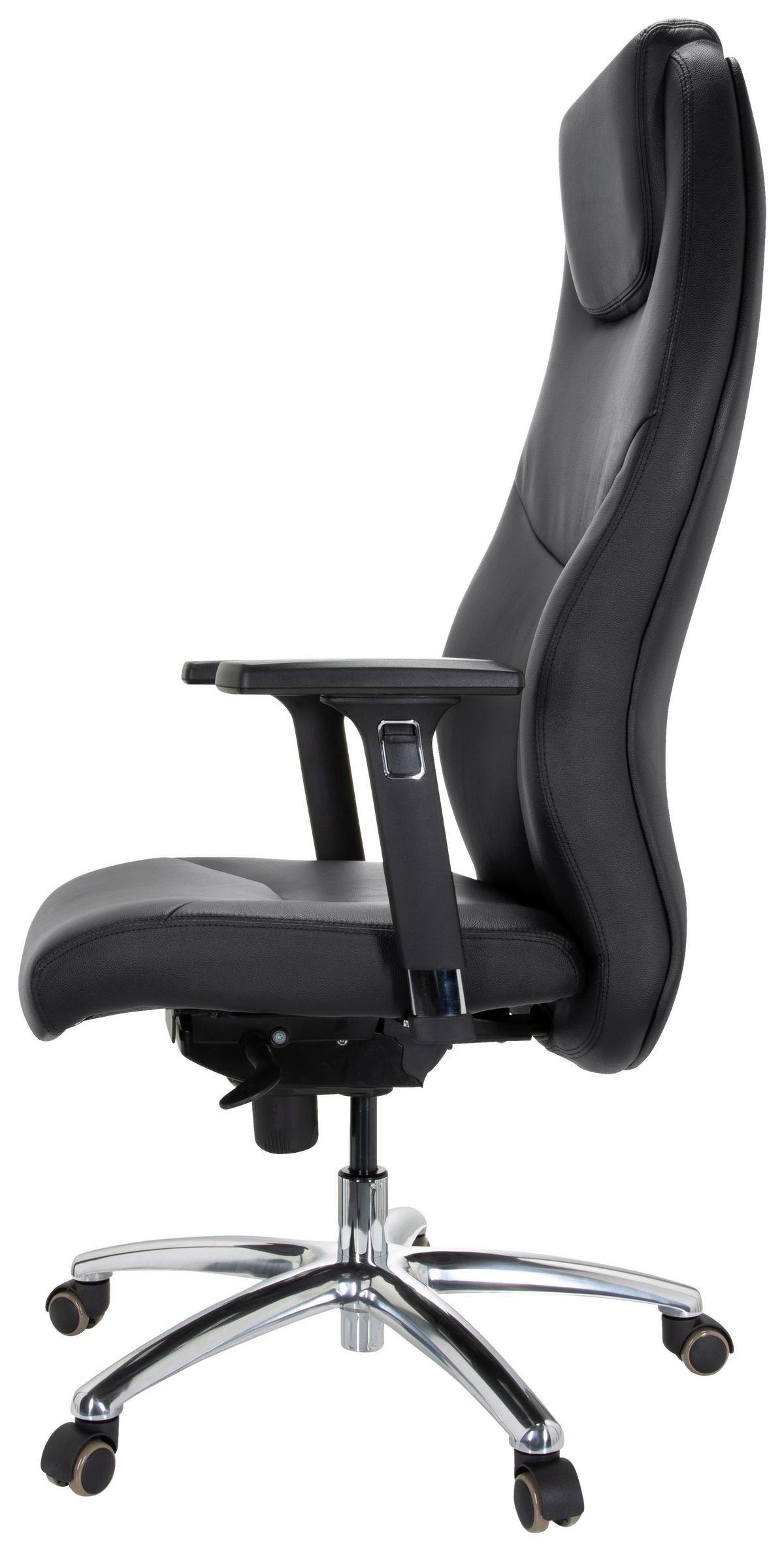 Chefsessel Ferrara Schwarz Bis 220 Kg - Silberfarben/Schwarz, Basics, Leder/Kunststoff (70/126/70cm) - MID.YOU