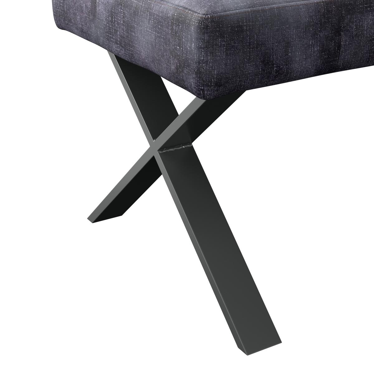 Sitzbank Mit Lehne Webstoff Anthrazit Donna B:140cm - Anthrazit/Schwarz, MODERN, Textil/Metall (140/93/61cm)