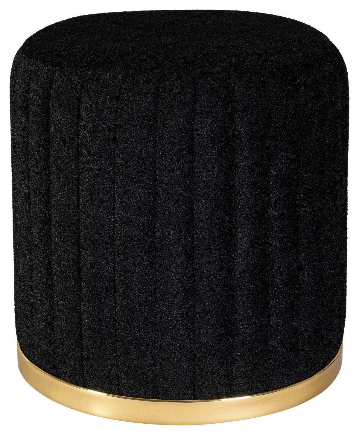 Hocker Doric 135 Schwarz/Goldfarben D: 43 cm - Goldfarben/Schwarz, Design, Textil (43/46cm) - Kayoom