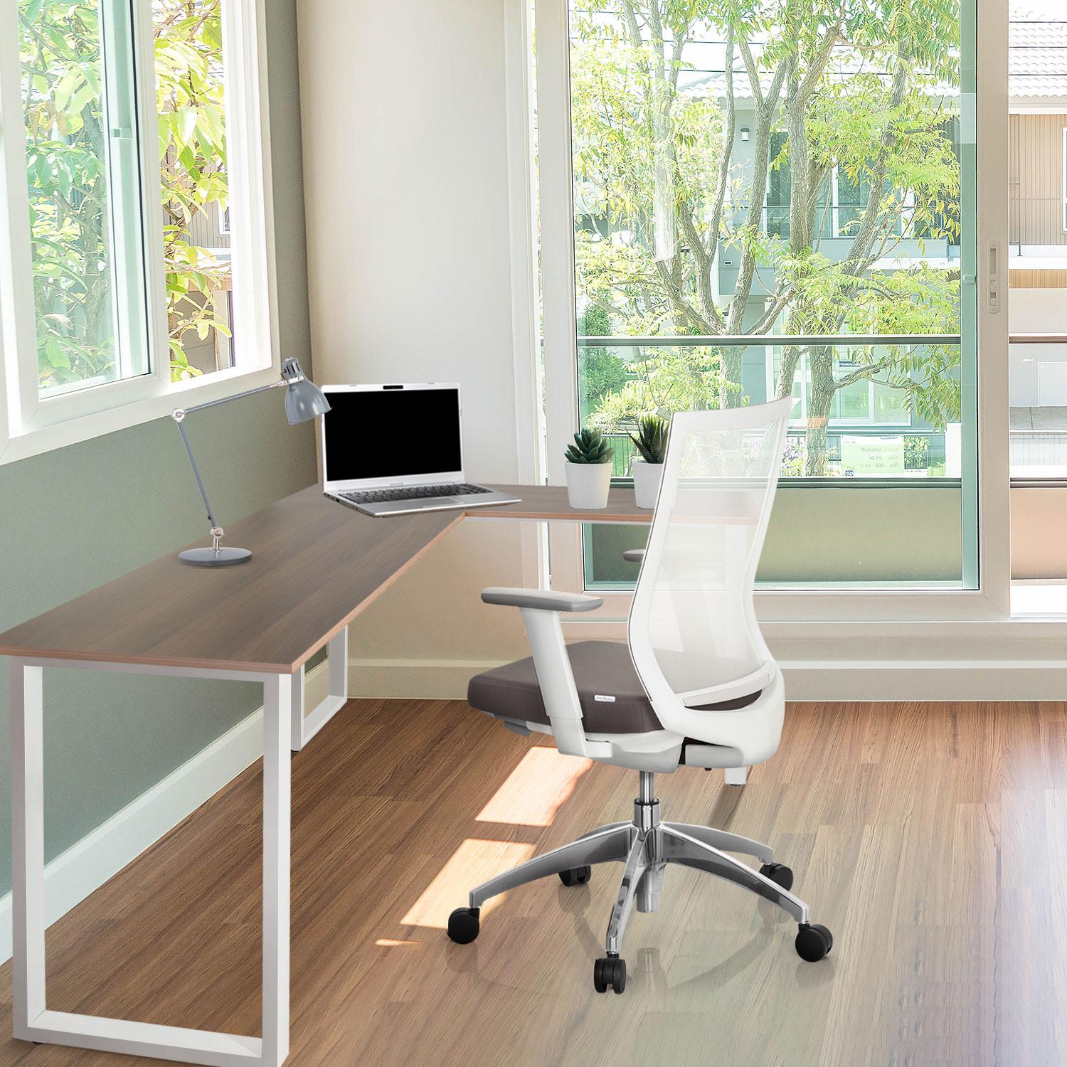 Eckschreibtisch B: 120 cm Workspace Basic - Walnussfarben/Weiß, Basics, Holzwerkstoff/Metall (165/120/75cm) - MID.YOU