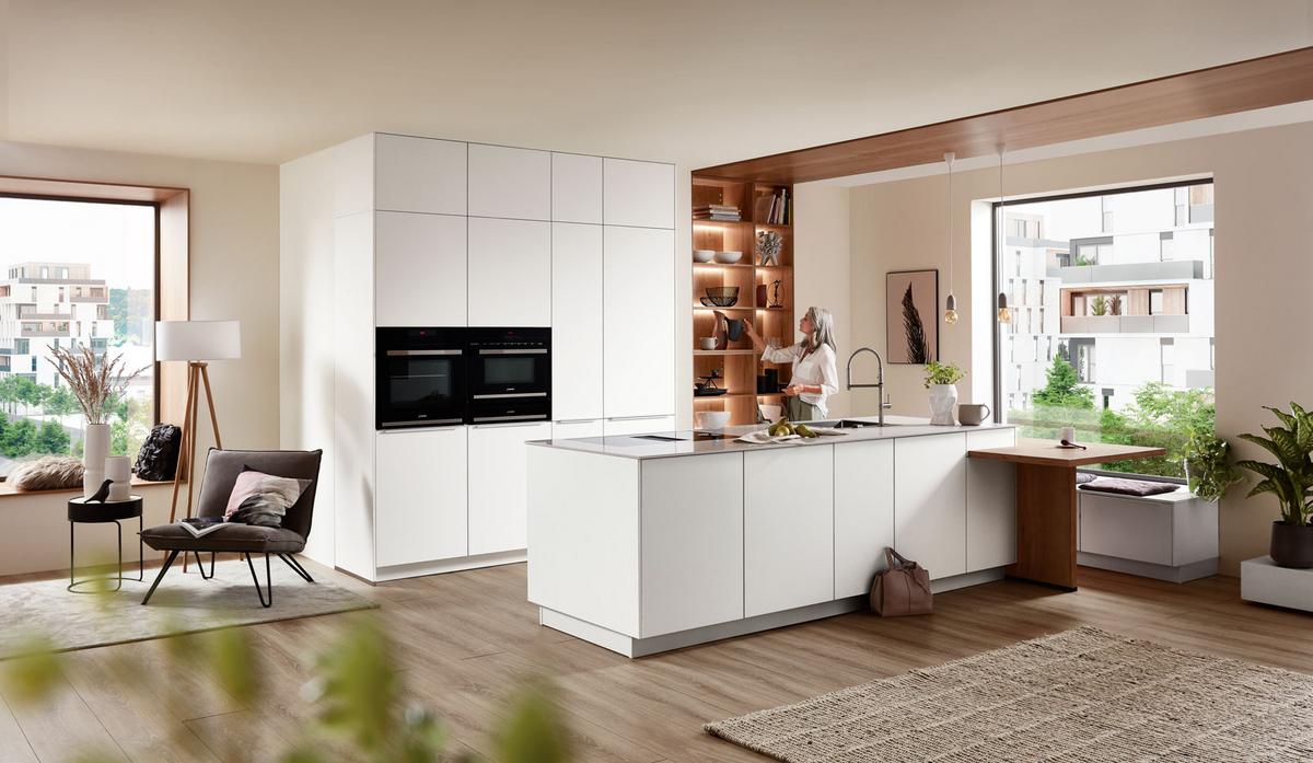 Einbauküche Eastbourne Frei Planbar Modernes Design - Eichefarben/Weiß, MODERN, Holzwerkstoff - Vertico