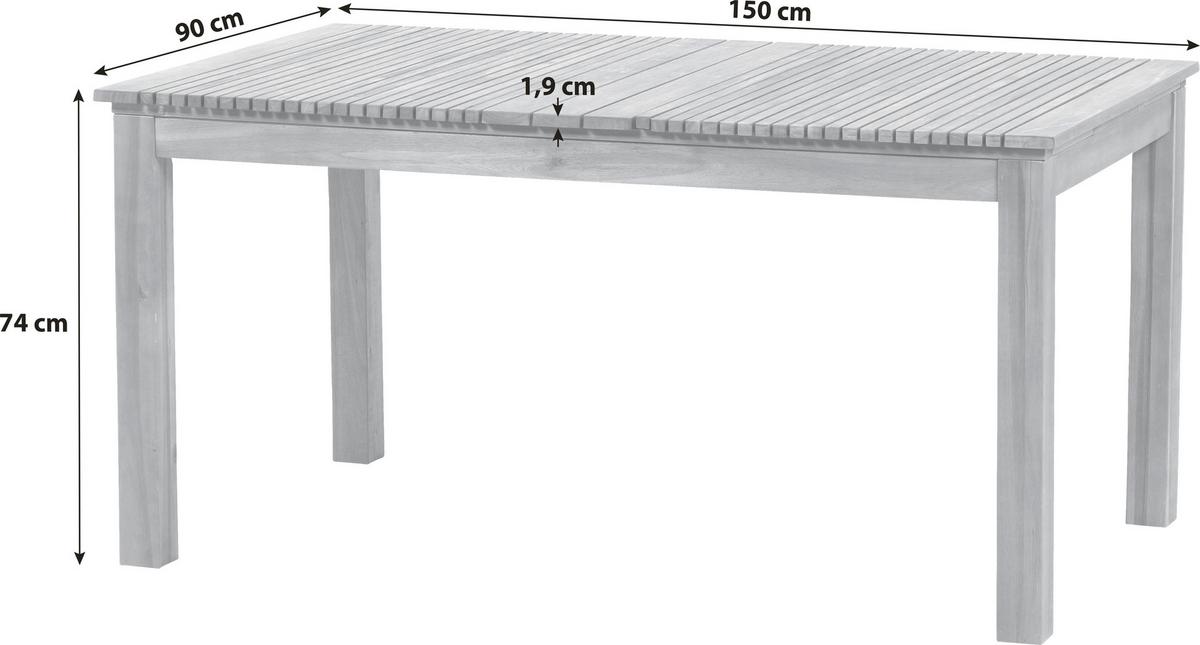 Gartentisch Falun Echtholz Akazie L: 150 Cm - Akaziefarben, KONVENTIONELL, Holz (150/90/74cm) - Siena Garden