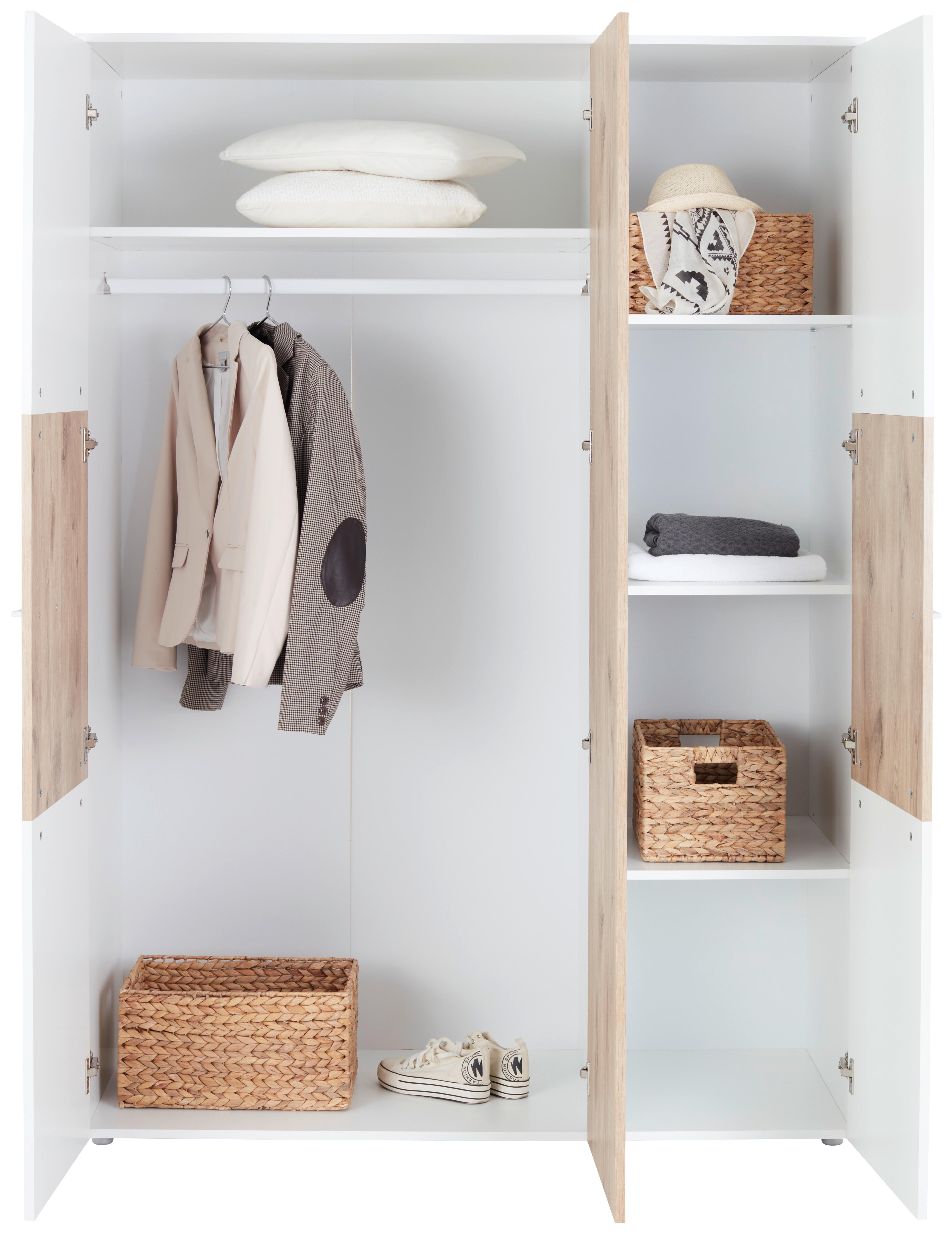 Kleiderschrank Alex - Eichefarben/Weiß, KONVENTIONELL, Holzwerkstoff (135/195/60cm)
