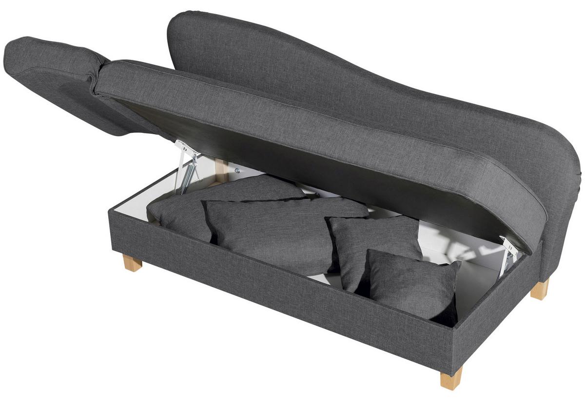 Recamiere Selma Graphit Links Mit Bettkasten+schlaffunktion - Buchefarben/Graphitfarben, Design, Textil (190/88/82cm) - Max Winzer