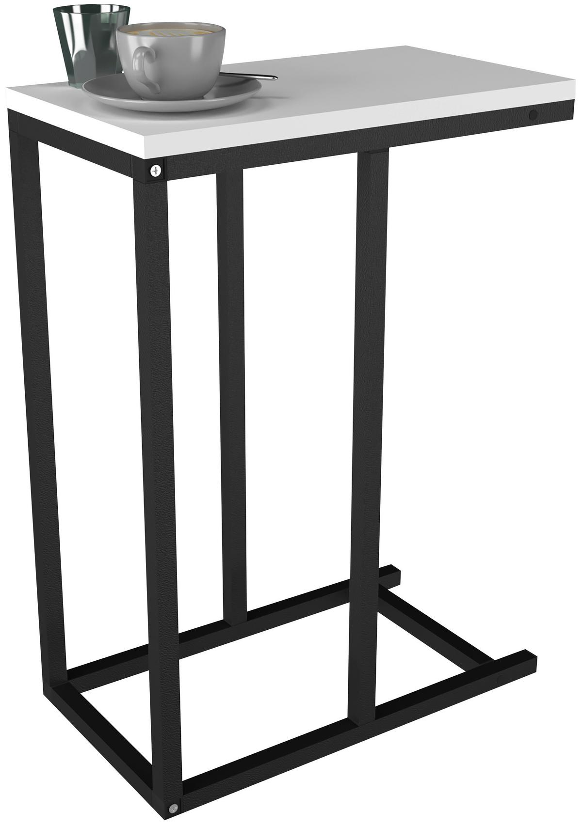 Beistelltisch Insasi Schwarz, Weiß L: 46 cm - Schwarz/Weiß, Design, Holzwerkstoff/Metall (46/26/63cm) - MID.YOU
