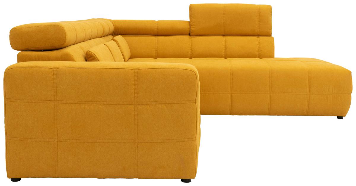 Ecksofa + Kopfteilverstellung Brandon Orange Mikrofaser - Schwarz/Orange, Design, Textil (275/228cm) - MID.YOU