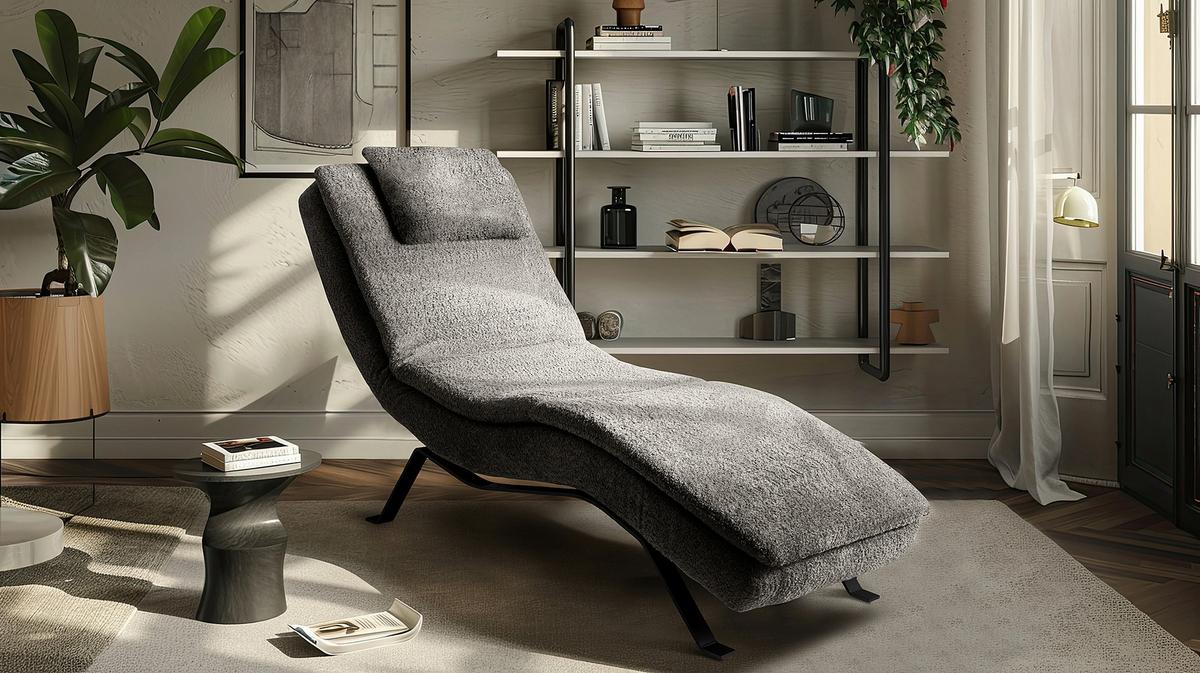 Relaxliege Black Dunkelgrau, B: 65cm - Dunkelgrau/Schwarz, Design, Leder (65/95/171cm) - Celina Home